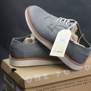 Toms Men's Brogue Oxford Dark Gray Leather Shoes